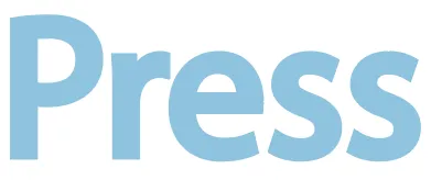 Blue block letters of word "Press"